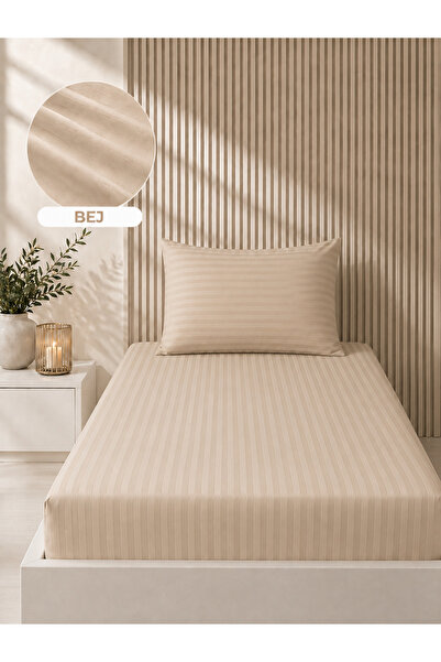 Bella Home Σετ σατέν σεντόνια 100x200 με ρίγες |   Με απαλή υφή |   Κομψό και...