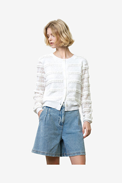 French Connection Women's Summer White Krista Lace Mix Cardigan
