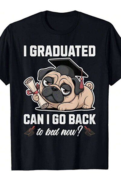 NOURAM Funny Graduation T-Shirt - "Can I Go Back To Bed Now" Retro Pug Suitab...