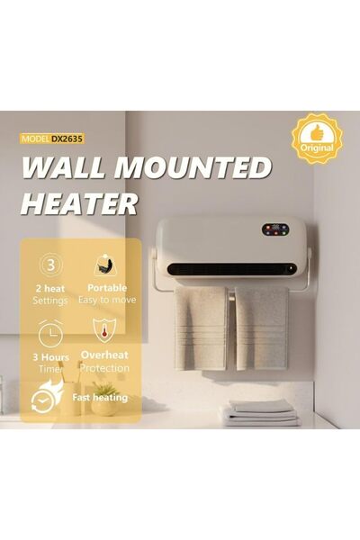 Generic Wall Mounted Heater DX2635 with Towel Bar, Fast Heating 2 Heat Settings, 3-Hour Timer, Overheat Protection, Portable Design, Touch Control Panel