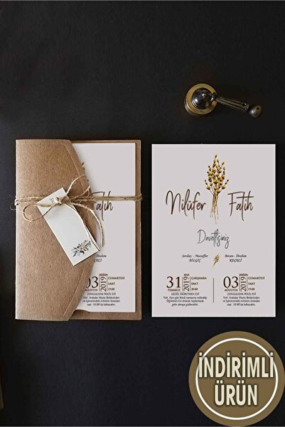 Luna Davetiye Kampanyalı Düğün, Nişan, Nikah Davetiyesi-4 (50 Adet)