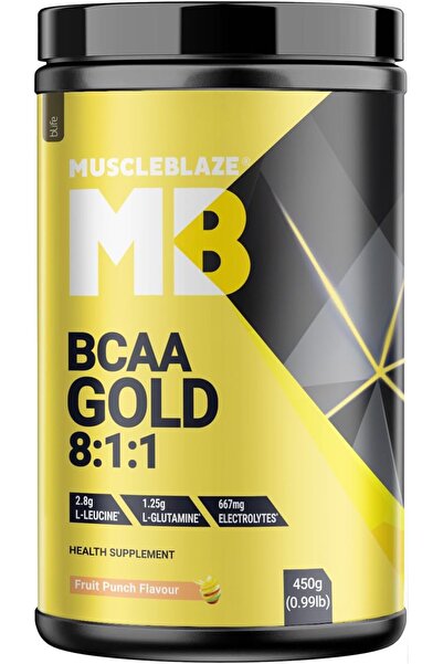 MuscleBlaze BCAA Gold 8:1:1 Powder, Fruit Punch (60 Servings, 0.99lbs / 450g)...