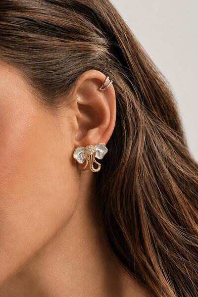 New Obsessions Mineli Lucky Elephant Nail Earrings