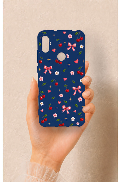 Vip Case Huawei Y6 2019 Uyumlu Çiçek Kiraz Fiyonk Desenli Silikon Kılıf