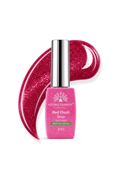 GLOBAL FASHION Professional Red Flush Disco Gel Nail Polish 8ml HEMA and TPO-...