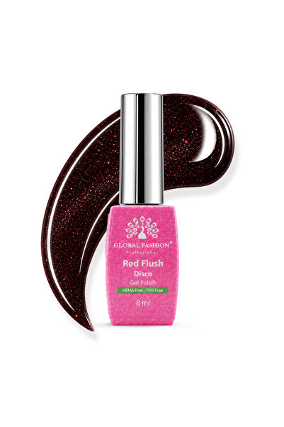 GLOBAL FASHION Professional Red Flush Disco Gel Nail Polish 8ml HEMA and TPO-...