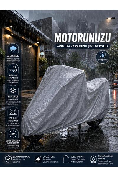 PARİONETTE Bajaj Pulsar NS125 Uyumlu Motosiklet Brandası Su Geçirmez Arka Çanta Uyumlu Tam Koruma Gri