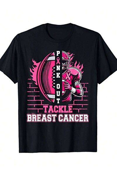 Generic تي شيرت Awareness American Football - تصميم سترايك بشعار الشريط الورد...