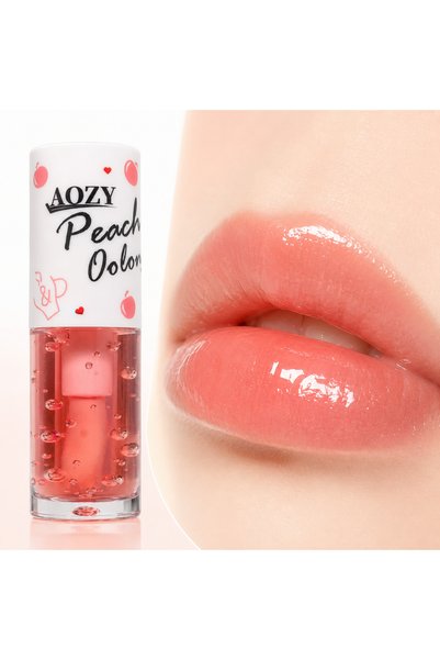 Aozzy Ulei de buze AOZY Peach Oolong, luciu hidratant cu efect glossy, aromă de piersică