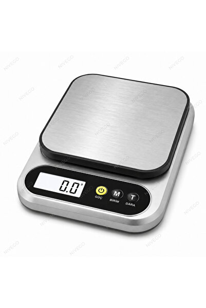 Nvg Dijital Mutfak Terazisi 10 KG Yüksek Kapasite Hassas Ölçüm Gram Ons Ölçer 0,1g–1g Hassasiyet TARE Dara Fonksiyonlu