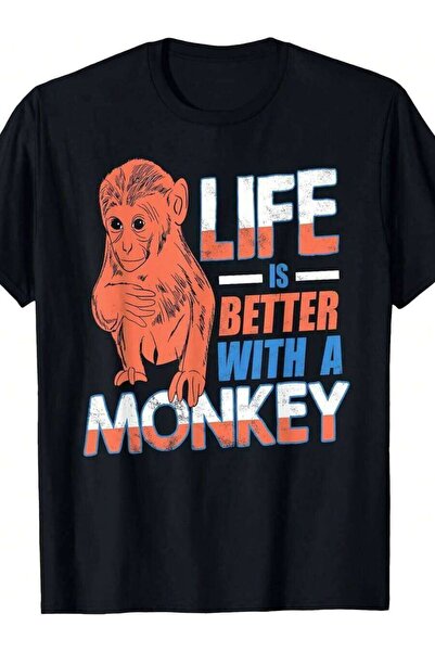k222 Life Is Better With A Monkey Retro Animal Humor T-Shirt