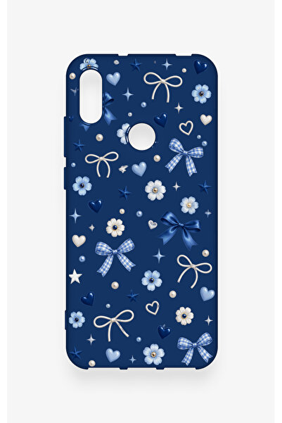 Vip Case Huawei Y6 2019 Uyumlu Mavi Papatya Fiyonk Desenli Silikon Kılıf