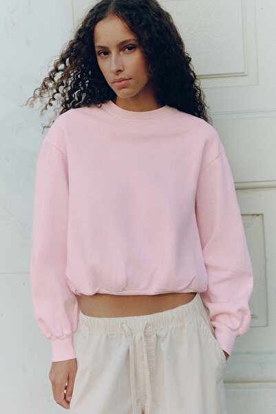 Pull & Bear Bisiklet yaka crop sweatshirt