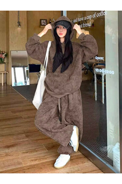 Gofeel Wash Patterned Basic Baggy 3 Thread Tracksuit Set