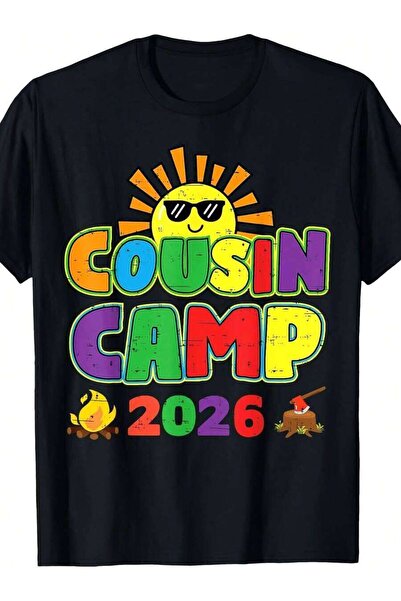 Generic قميص رجالي 2026 - قميص للعطلات العائلية والتخييم مع طباعة 'Cousin Cam...