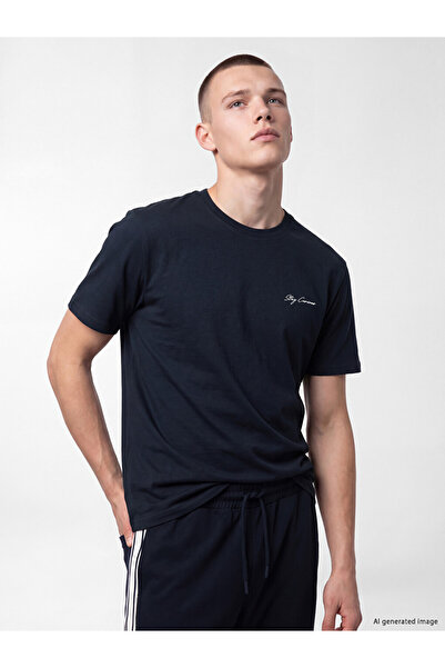 LC Waikiki Rmz Gi̇yi̇m Farkiyla Zero Roba Collar Embroidered Men's T-Shirt