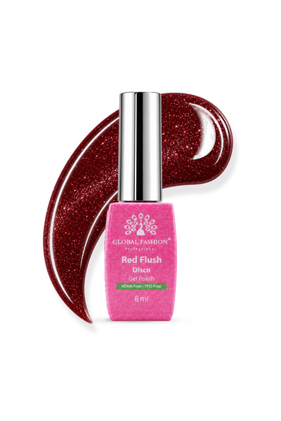 GLOBAL FASHION Professional Red Flush Disco Gel Nail Polish 8ml HEMA and TPO-...