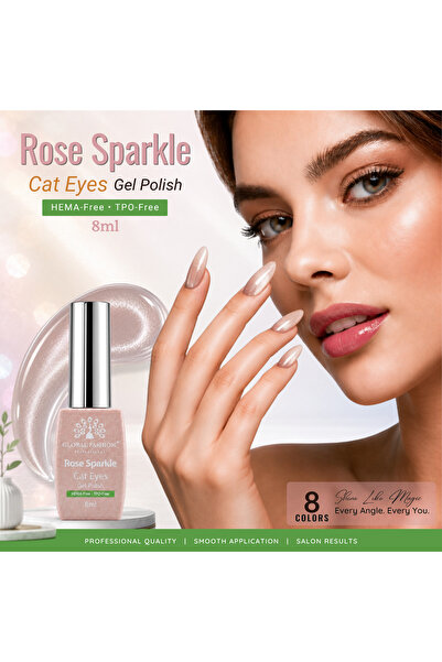 GLOBAL FASHION Professional Rose Sparkle Magnetic Cat Eye Gel Polish 8ml HEMA & TPO-Free