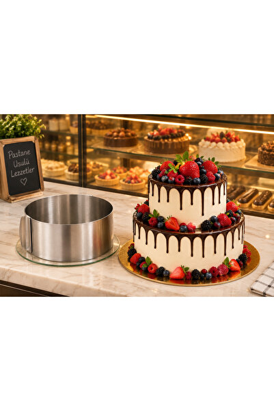 YDGR Ayarlanabilir Paslanmaz Çelik Pasta Çemberi 16–30 cm – Kek ve Cheesecake Kalıbı