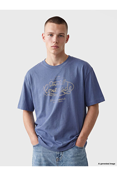 LC Waikiki Ανδρικό T-shirt με στρογγυλή λαιμόκοψη και στάμπα
