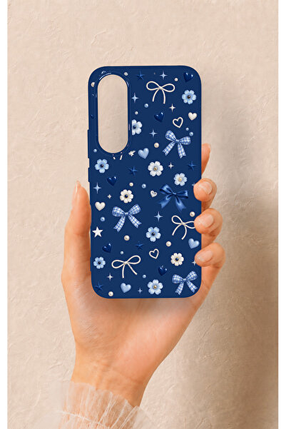 Vip Case Vivo V70 FE 5G Uyumlu Mavi Papatya Fiyonk Desenli Silikon Kılıf