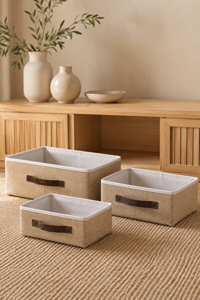 Dathcha 3-Piece Lidless Jute Organizer Basket Set S + m + L Size Closet Shelf...