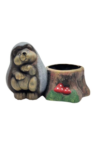OEM Statueta arici, decoratiune gradina, ceramica, maro + bej, H 25 cm