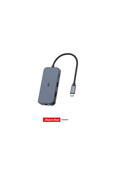 Isy IAD-0003 7-in-1 USB-C Çok Portlu Adaptör Gümüş