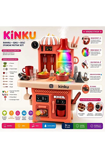 KİNKU Mutfak Seti Sesli Komutlu Renkli Led Işıklı Müzikli 6 Farklı Şarkı Buha...