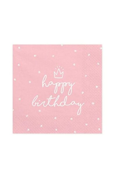 Generic Brand Χαρτοπετσέτες ροζ Happy Birthday (20 τεμ)