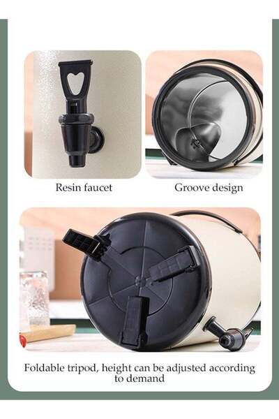DUNISO Stainless Steel Beverage Dispenser, Insulated Tea Bucket, Hot and Cold Drink Container for Party, Buffet, Picnic, Catering & Home Use, 6 L