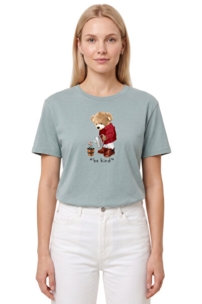 DK DAKSEL Women's Mint Be Kind Teddy Bear Printed T-Shirt 100% Cotton Comfort...