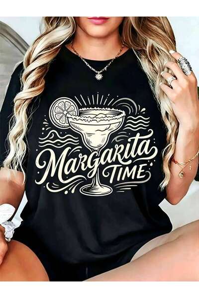NOURAM Casual Graphic Women's T-Shirt Margarita Time Cocktail Design Summer B...