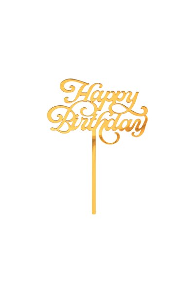 Generic Brand Χρυσό Topper τούρτας Happy Birthday