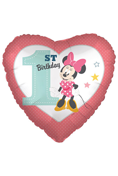 Generic Brand 18" Μπαλόνι Καρδιά 1st birthday Minnie