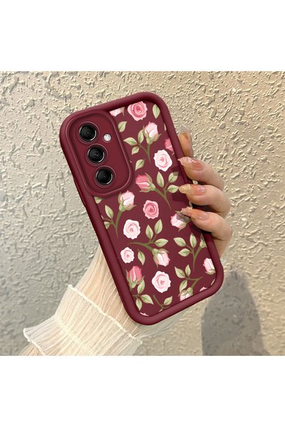 CHICASELUX Samsung Galaxy M14 5g Compatible Burgundy Background Rose Flower P...