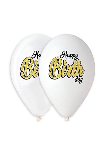 Generic Brand 13" Μπαλόνι Happy Birthday χρυσή εκτύπωση (25 τεμ)