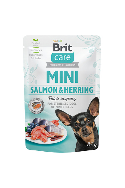 Brit Care Dog Mini Salmon and Herring Sterilized Fillets in Gravy 85 g