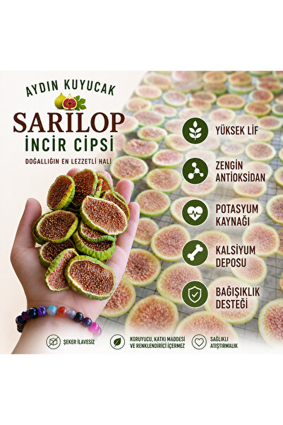 olivish %100 Natürel İncir Cipsi, Aydın Sarılop İnciri, Kurutulmuş Meyve 100gr