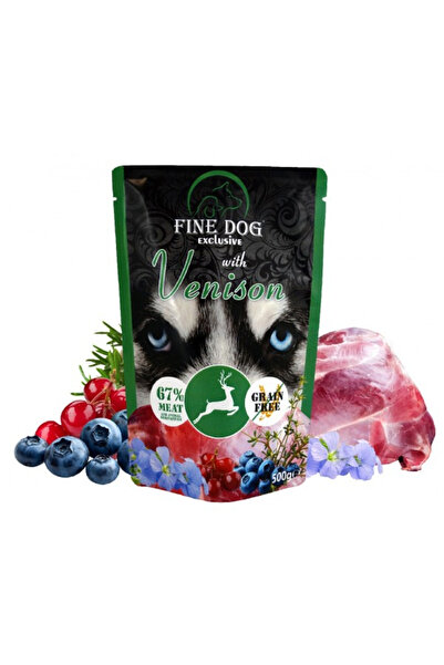 Fine Dog Υγρή τροφή για σκύλους, με κρέας ελαφιού, μύρτιλα και κράνμπερι, χωρ...