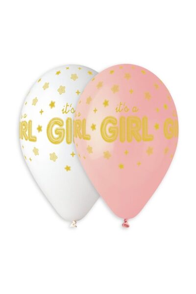 Generic Brand 13" Μπαλόνι "It's a girl" χρυσά αστέρια (25 τεμ)