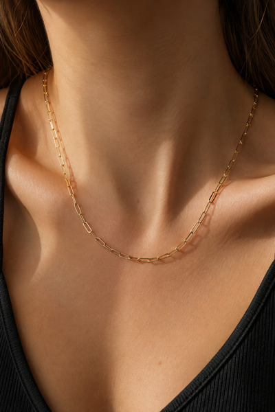 Tixy Pixy Gold Paperclip Chain Stainless Steel Women's Necklace