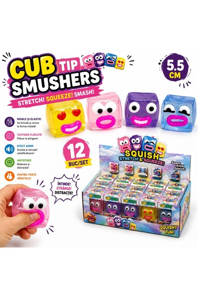SHOP LIKE A PRO Cub Tip Smushers Squishy, 5,5 cm, Moale și Elastic, Jucărie S...