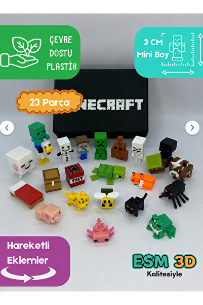 ESM3D Blok Oyuncak Minecraft Mini Figür Seti 23 Parça + Kutu ve Deprem Düdüğü...