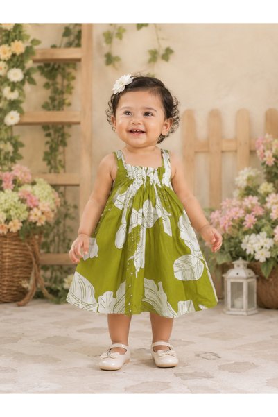 Beboss Olive bloom floral printed baby girl frock