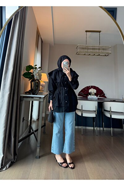 SOİ Cotton Shirt with Tie Detail Black