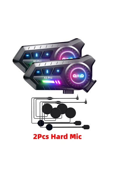 Choice 2PCS Hard Mic X3 Pro Motorcycle Helmet Bluetooth Headset 2-Riders Inte...