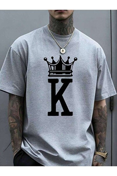 26LIK Comfortable Men'S-Shirt With Crown And Letter K Print Daily Wear, Casua...