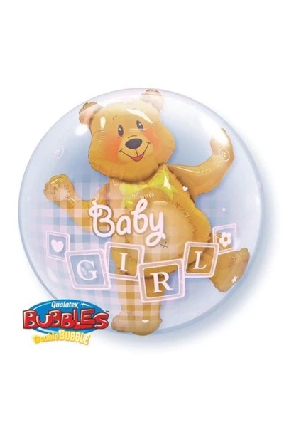 Generic Brand 24" Μπαλόνι Bubble διπλό Αρκουδάκι Baby Girl