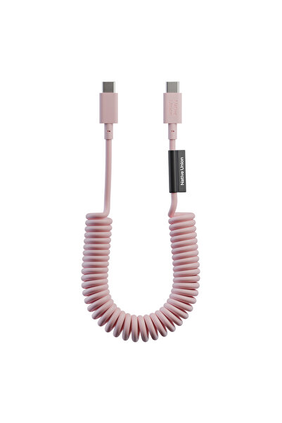 Native Union POP Serisi Type-C to Type-C Spiralli Şarj Kablosu 60W 1.2M Pembe
